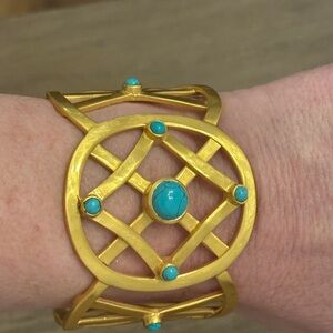 Julie Vos large cuff bracelet with turquoise stones